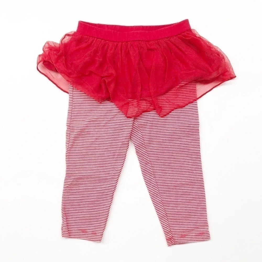 Carter's red/white striped tutu baby girl leggings